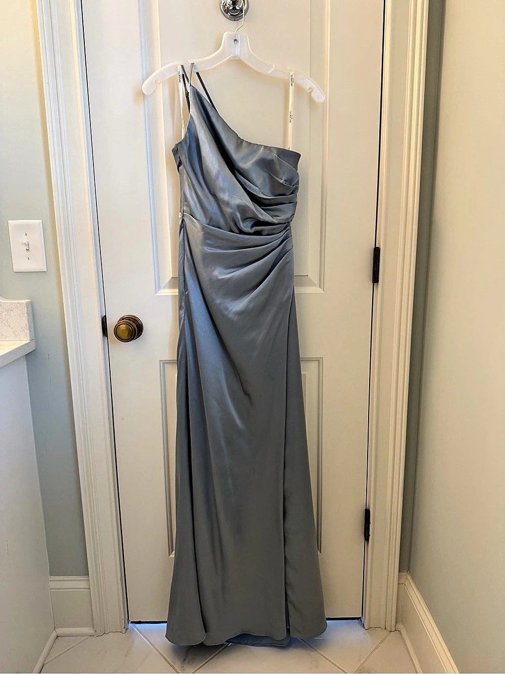 Galina Signature Ruched Maxi Dress in Blue Size 0